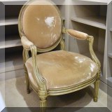 F78. Medallion back chair with velvet upholstery. 